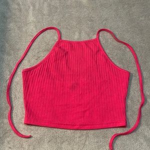 hot barbie pink halter, tie up top